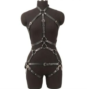BDSM Bondage Full Body Harness W/Clips, Chains, O-rings & Buckles Galore (OS) 🔥